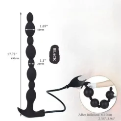 Medidas do Colosso preto: 45 cm de comprimento, contas de 43 mm, pescoço de 28 mm, inflado de 6 a 10 cm