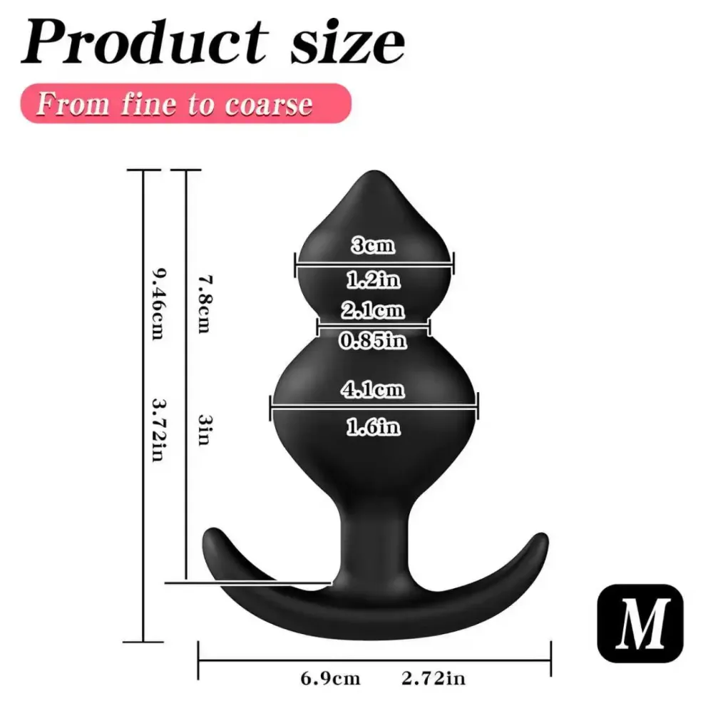 Medidas do plug anal Silver Core tamanho M: 9,5 cm de comprimento e 4,1 cm de diâmetro