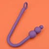 Gancho anal de silicone: gancho anal de silicone roxo com três bolinhas e argola
