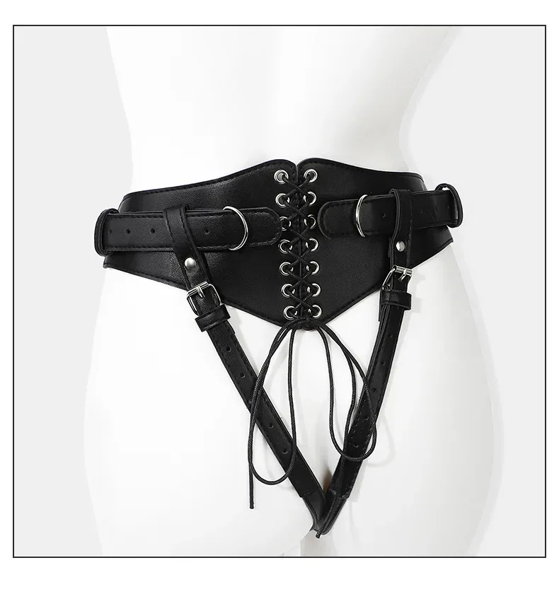Harness strapon com ilhoses e cordão de espartilho nas costas