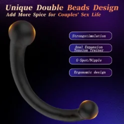Vibrador de dupla ponta com esferas para próstata, ponto G, mamilos e treino anal