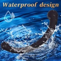 Vibrador de silicone preto submerso, mostrando o corpo à prova d'água