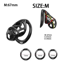 Medidas da gaiola Ghost M: 67 mm de comprimento e anéis de 55, 68 e 72 mm
