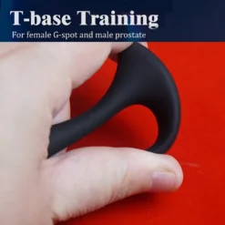 Plug anal de próstata base T: base em T flexível do plug sendo dobrada