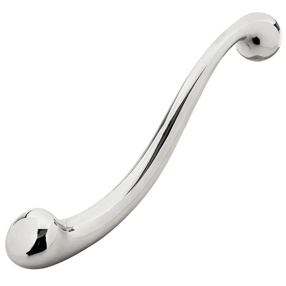 Steel Wand: dildo de aço inox polido visto na diagonal